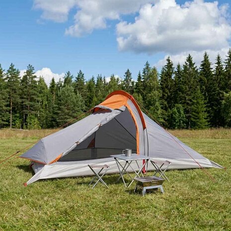 Backpacking Tent 4-persoons Grijs en Oranje 1