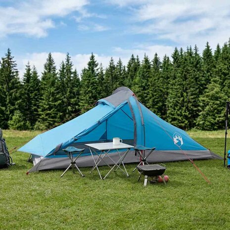 Backpacking Tent 2-persoons Blauw 185T Polyester met PU Coating 1