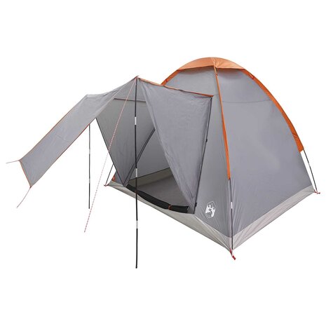 Kamperen tent 2-persoons Grijs en Oranje Polyester en staal 2