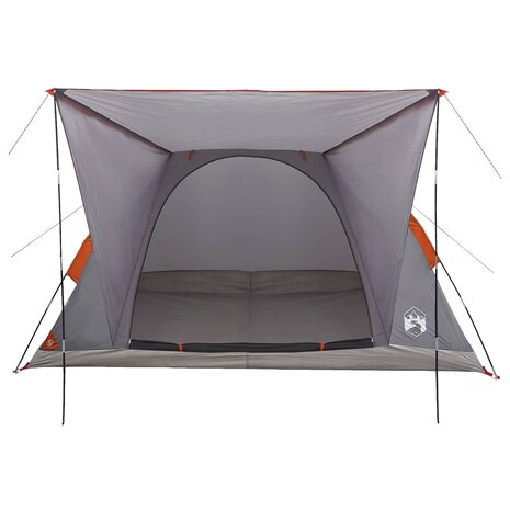 Kamperen tent 4-persoons Grijs en Oranje Polyester en staal 4
