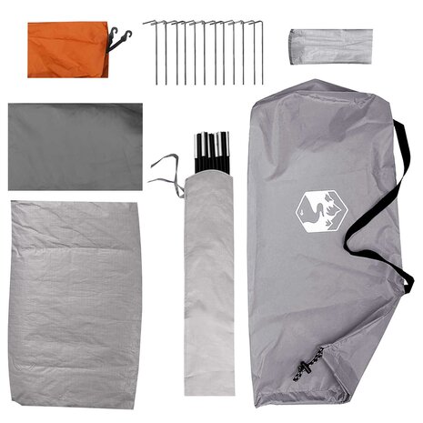 Kamperen tent 4-persoons Grijs en Oranje Polyester en staal 9