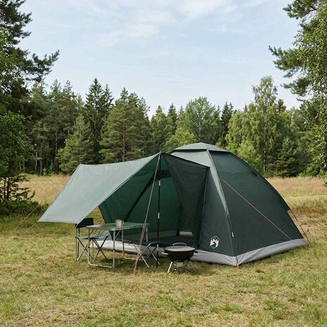 Kamperen tent 4-persoons Legergroen Polyester en staal 1