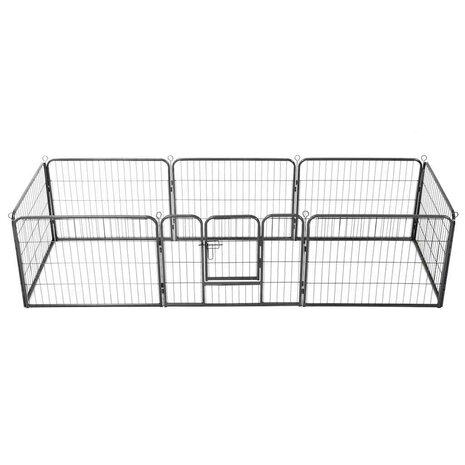 Hondenren met 8 panelen 80x60 cm staal zwart 2
