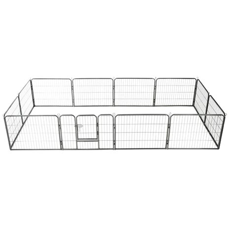 Hondenren met 12 panelen 80x60 cm staal zwart 2