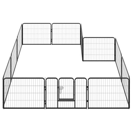 Hondenren met 12 panelen 80x60 cm staal zwart 3