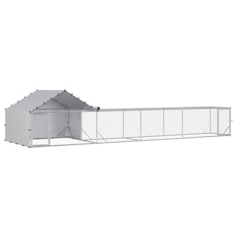 Kippenhok met Dak en Tuin 2 st zilver 7 x 2 x 1,5 m 2