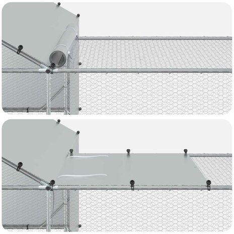 Kippenhok met Dak en Tuin 2 st zilver 7 x 2 x 1,5 m 9