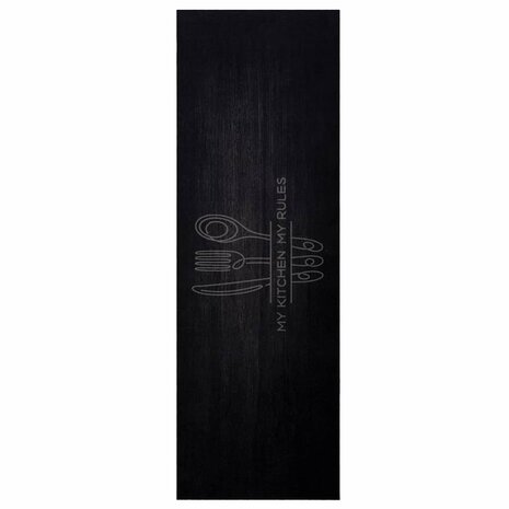 Keukenmat Bestek Zwart 180 x 60 cm Fluweel 2