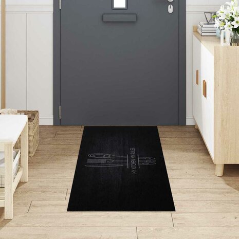 Keukenmat Bestek Zwart 180 x 60 cm Fluweel 3