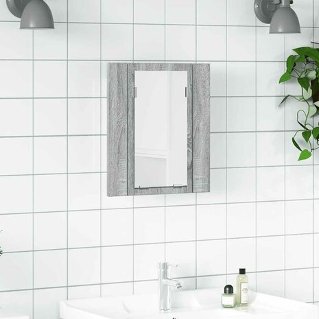 Badkamerspiegelkast LED 40x12x45 cm bewerkt hout grijs sonoma 1