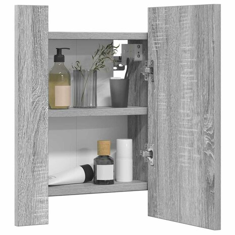 Badkamerspiegelkast LED 40x12x45 cm bewerkt hout grijs sonoma 3