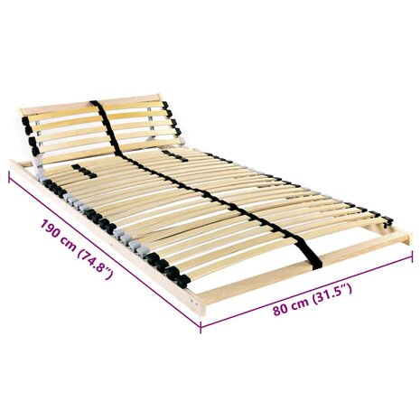 Lattenbodem Bruin 80 x 190 cm Massief beukenhout 6