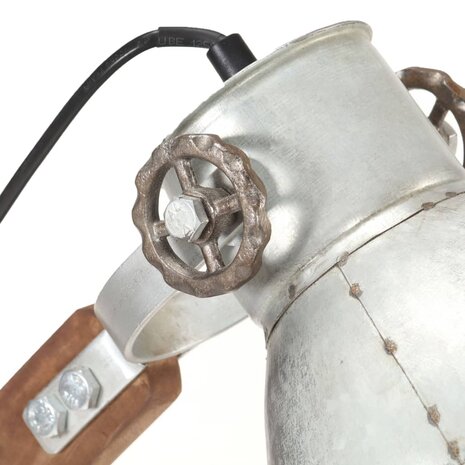 Bureaulamp industrieel rond E27 58x18x90 cm zilverkleurig 6