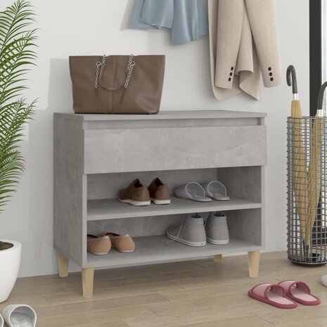Schoenenkast 70x36x60 cm bewerkt hout betongrijs 1