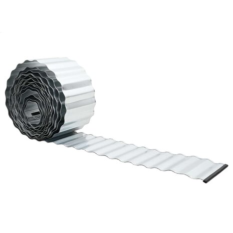 Gazonrand 10 m x 10 cm Gegalvaniseerd staal zilver 2