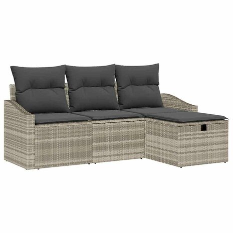 Bankstel 4 st Lichtgrijs poly rattan 2
