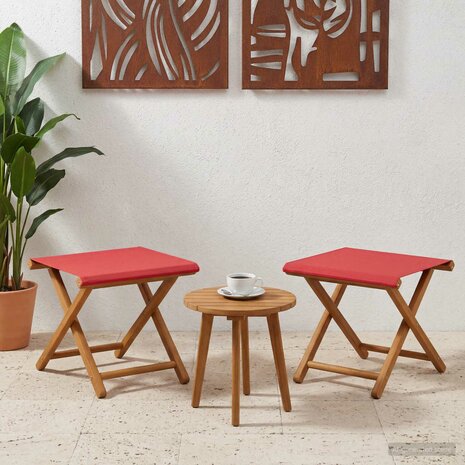 Ligstoel 2 pcs massief eucalyptushout Rood 1