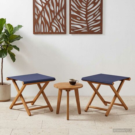Ligstoel 2 pcs massief eucalyptushout Blauw 1