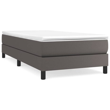 Boxspring bed kunstleer grijs 100x200 cm 2