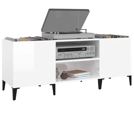 Platenkast 121x38x48 cm bewerkt hout wit 6