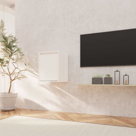 Wandkast 30x30x40 cm massief grenenhout wit 3