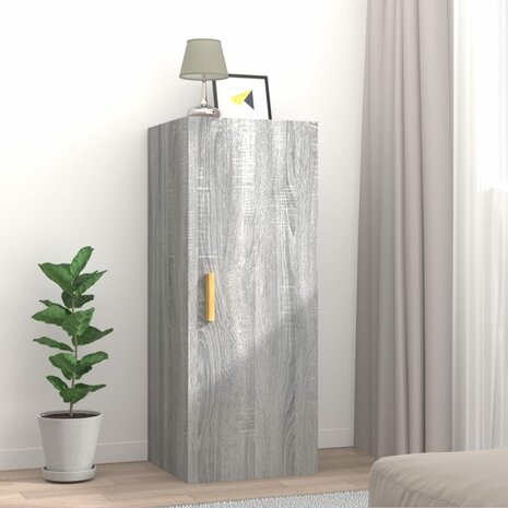 Wandkast 34,5x34x90 cm bewerkt hout grijs sonoma eikenkleurig 1