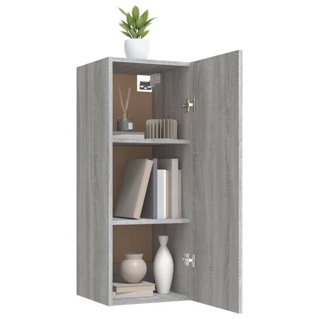 Wandkast 34,5x34x90 cm bewerkt hout grijs sonoma eikenkleurig 4