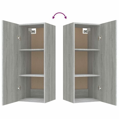Wandkast 34,5x34x90 cm bewerkt hout grijs sonoma eikenkleurig 9