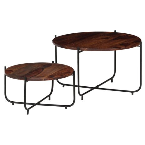2-delige Salontafelset 60x35 cm massief acaciahout 1