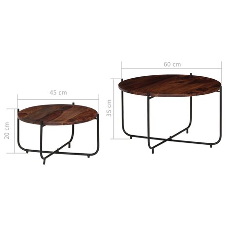 2-delige Salontafelset 60x35 cm massief acaciahout 9