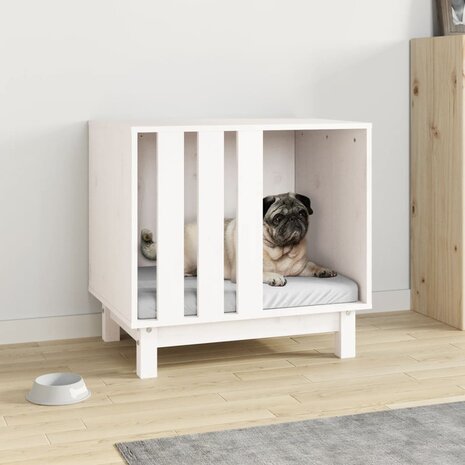 Hondenhok 60x45x57 cm massief grenenhout wit 1