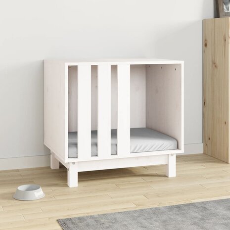 Hondenhok 60x45x57 cm massief grenenhout wit 3
