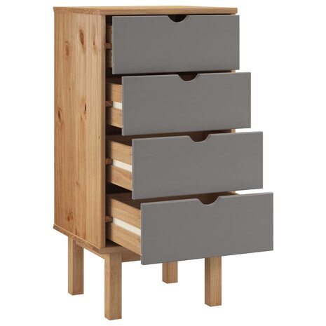 Ladekast OTTA 45x39x90 cm massief grenenhout bruin en grijs 4