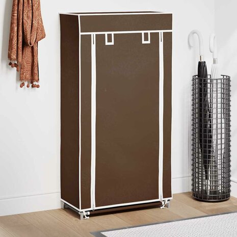 Stoffen schoenenrek met hoes 58 x 28 x 106 cm bruin 1