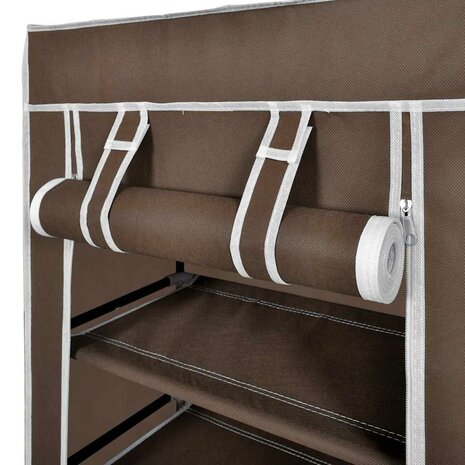 Stoffen schoenenrek met hoes 58 x 28 x 106 cm bruin 7