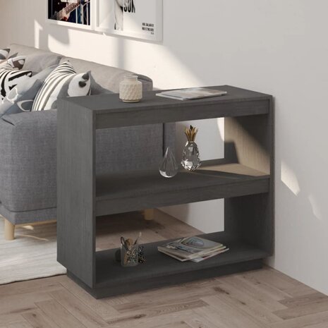 Boekenkast 80x35x71 cm massief grenenhout grijs 1