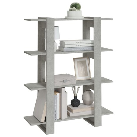 Boekenkast/kamerscherm 100x30x123,5 cm betongrijs 5
