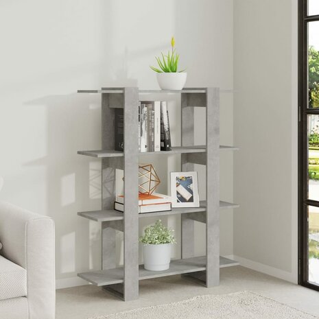 Boekenkast/kamerscherm 100x30x123,5 cm betongrijs 6