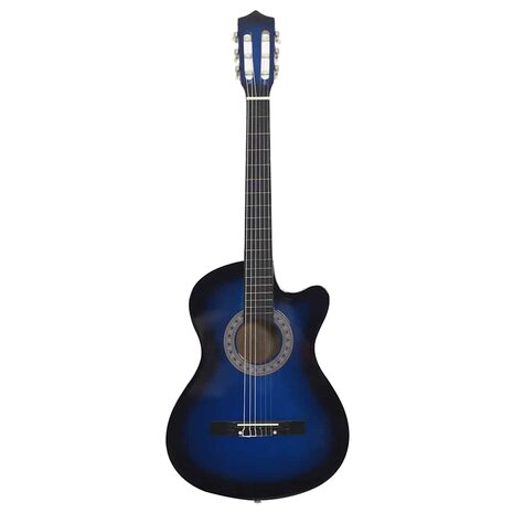 Gitaar cutaway met 6 snaren western klassiek 38" getint blauw 3
