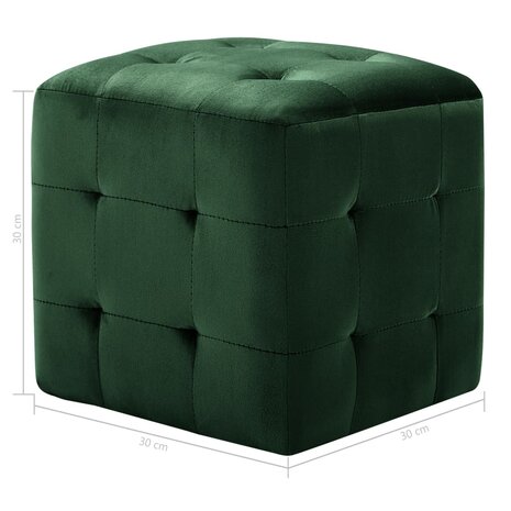 Poef 2 st 30x30x30 cm fluweel groen 6
