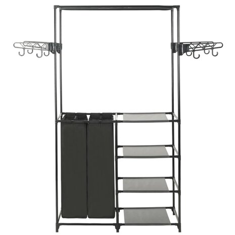 Kledingrek 87x44x158 cm staal en ongeweven stof zwart 2