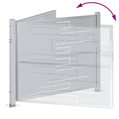 Tuinpoort 85 x 70 cm Roestvrij staal zilver Vergrendelbaar 5