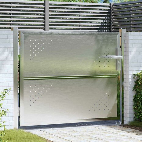 Tuinpoort met slot Zilver 85 x 70 cm Roestvrij staal 1