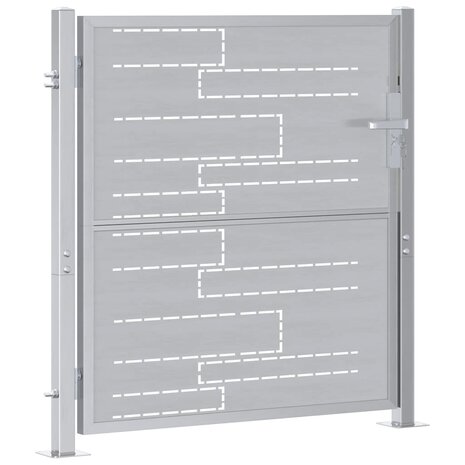 Tuinpoort met slot Zilver 85 x 97 cm Roestvrij staal 4