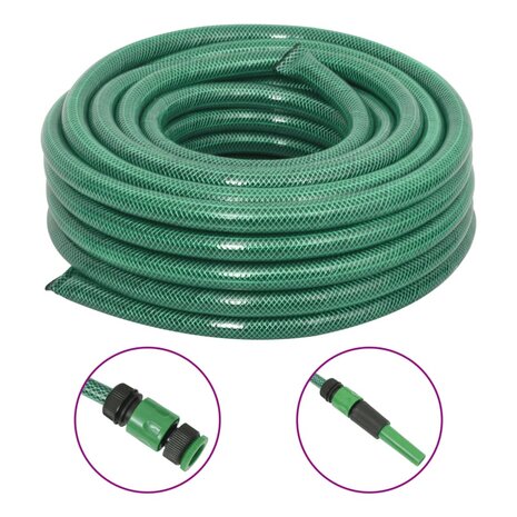 Tuinslang met koppelingsset 0,75'' 50 m PVC groen 1