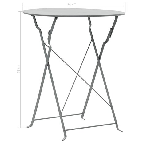 3-delige Bistroset staal grijs 9