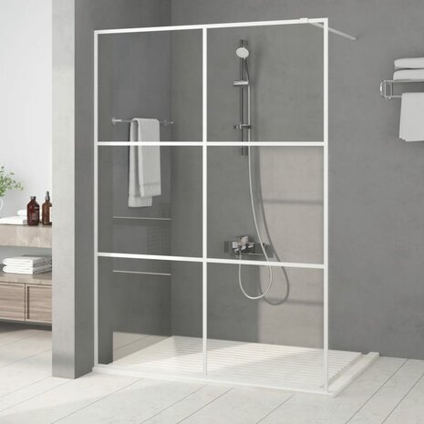 Inloopdouchewand 140x195 cm transparant ESG-glas wit 1