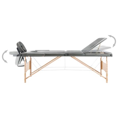 Massagetafel met 3 zones 186x68 cm houten frame antraciet 3