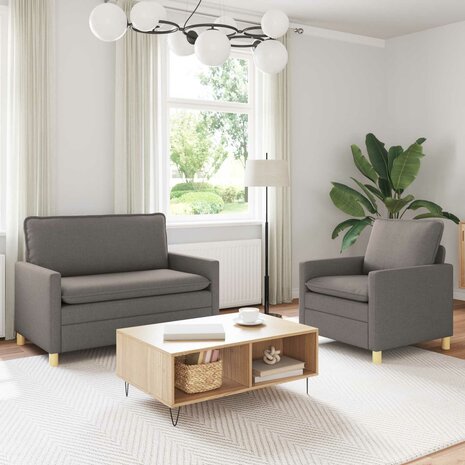 Bankstel 2 st Taupe Stof 1