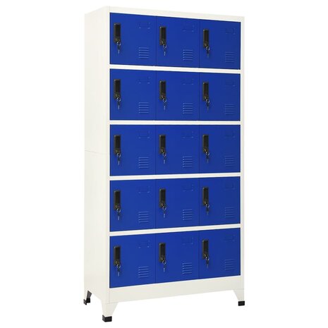 Lockerkast 90x40x180 cm staal grijs en blauw 1
